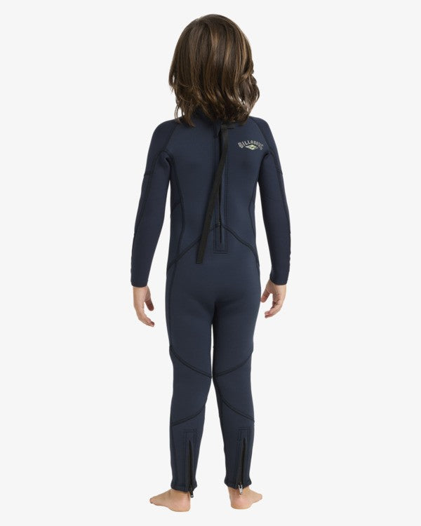 Traje de neopreno de surf para bebés Billabong Absolute 3/2mm azul Navy con cremallera posterior