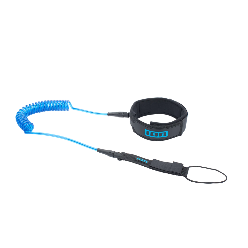 Leash de rodilla en espiral para tabla de Paddle Surf ION SUP Leash Core Coiled Knee en color azul