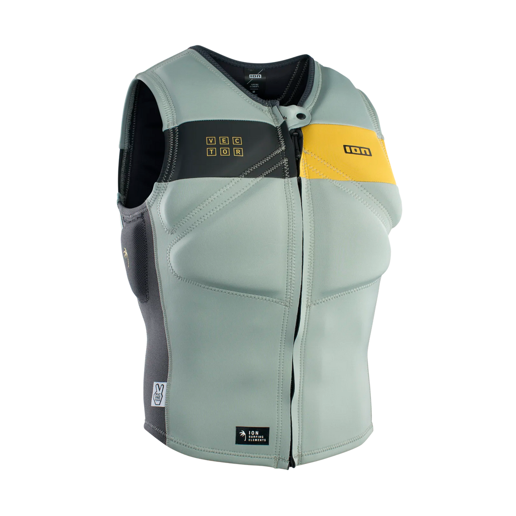 Chaleco de impacto para hombre ION Vector Vest Amp Front Zip en color verde oliva Light Olive