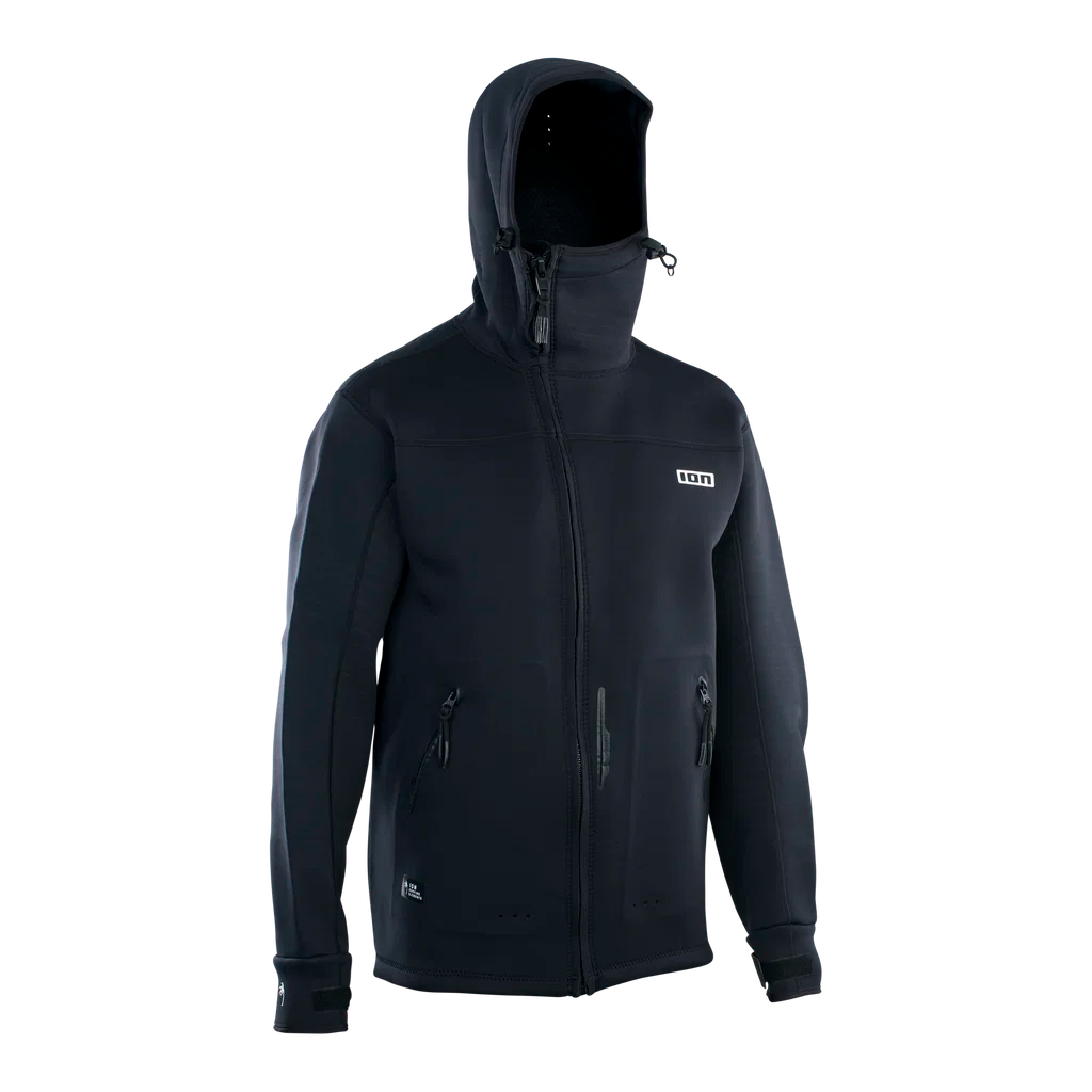 Chaqueta cortavientos de neopreno de 2 mm para hombre ION Neo Shelter Jacket Amp en color negro