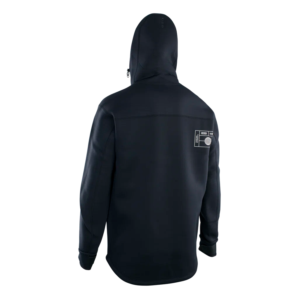 Chaqueta cortavientos de neopreno de 2 mm para hombre ION Neo Shelter Jacket Amp en color negro