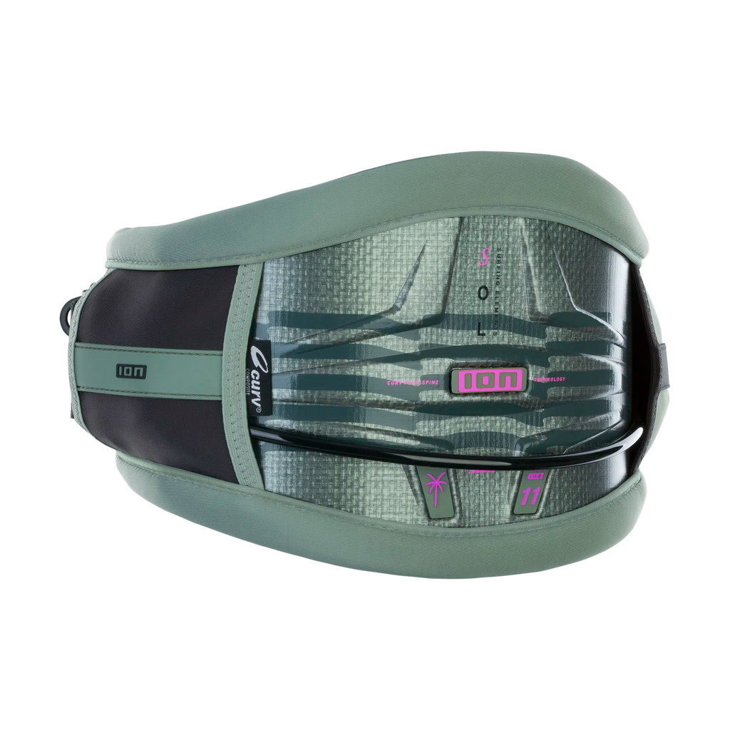 Arnés de kitesurf de cintura para mujer ION Sol Curv 13 en color verde oliva claro Light Olive