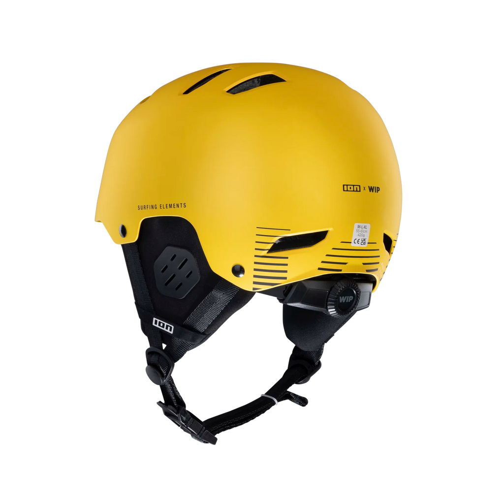Casco para deportes de agua ION Helmet Slash AMP color Mustard vista lateral