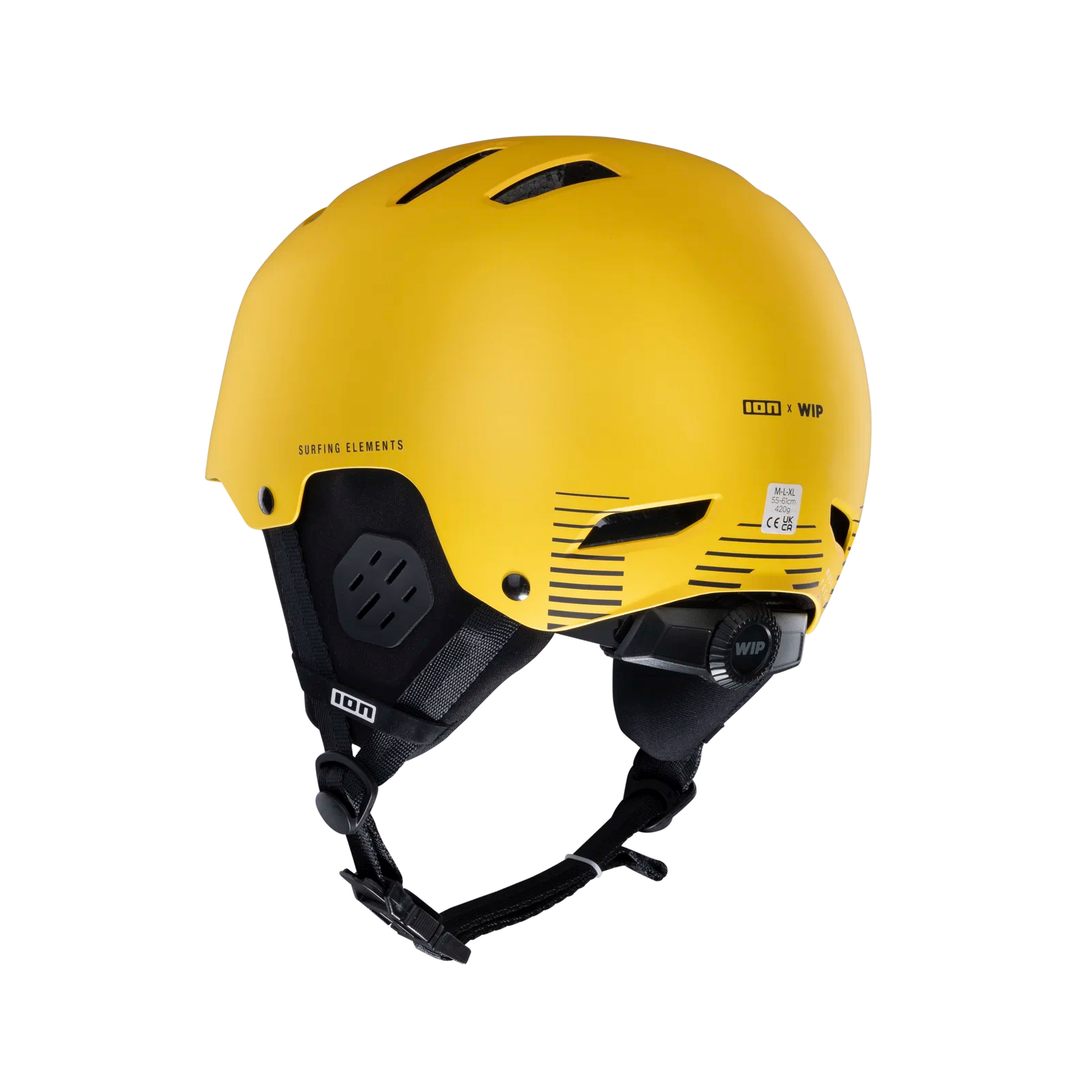 Casco para deportes de agua ION Helmet Slash AMP color Mustard vista lateral