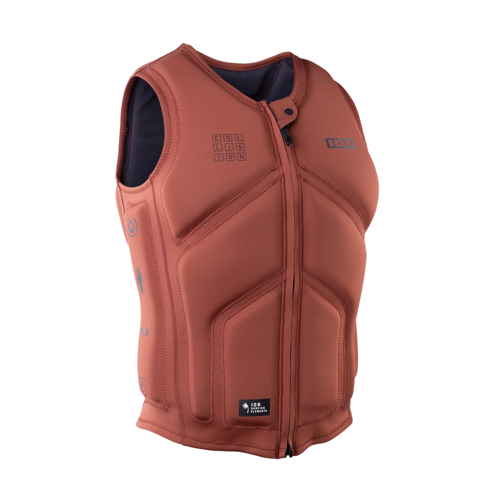 Chaleco de impacto y flotabilidad para hombre ION Collision Core Vest Front Zip en color granate Sunbaked Maroon