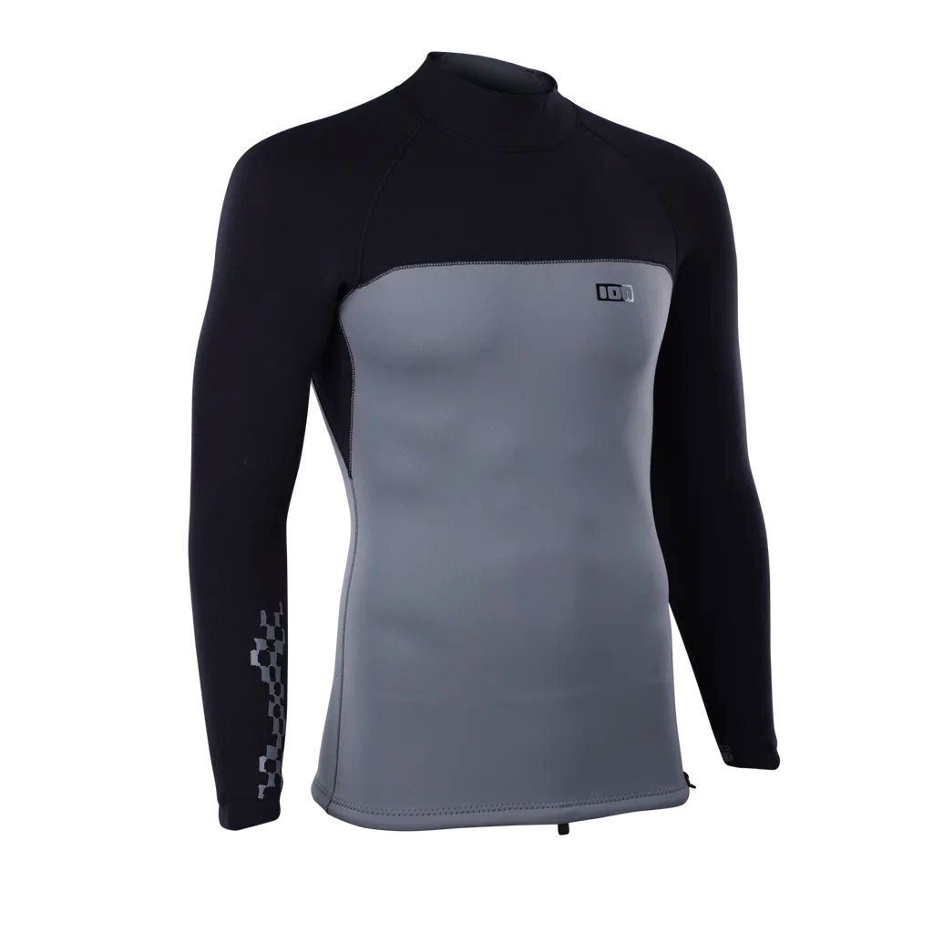 Camiseta de neopreno de manga larga 2/2 mm para hombre ION Neo Top en color Sage Grey