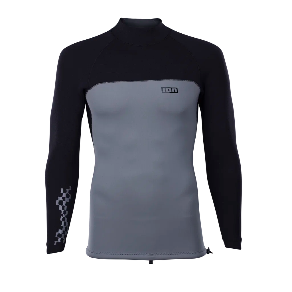Camiseta de neopreno de manga larga 2/2 mm para hombre ION Neo Top en color Sage Grey