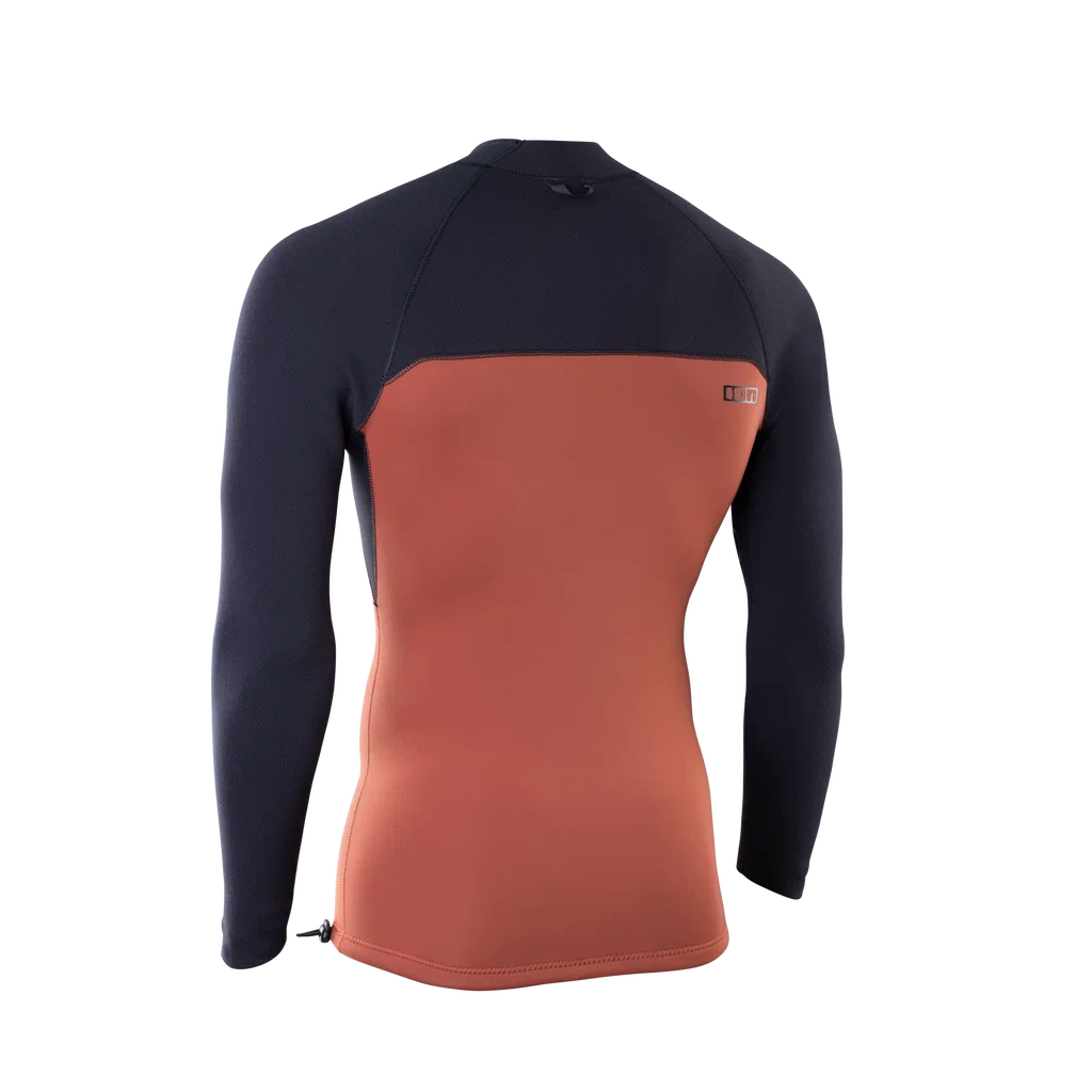 Camiseta de neopreno de manga larga 2/2 mm para hombre ION Neo Top en color Sunbaked Maroon
