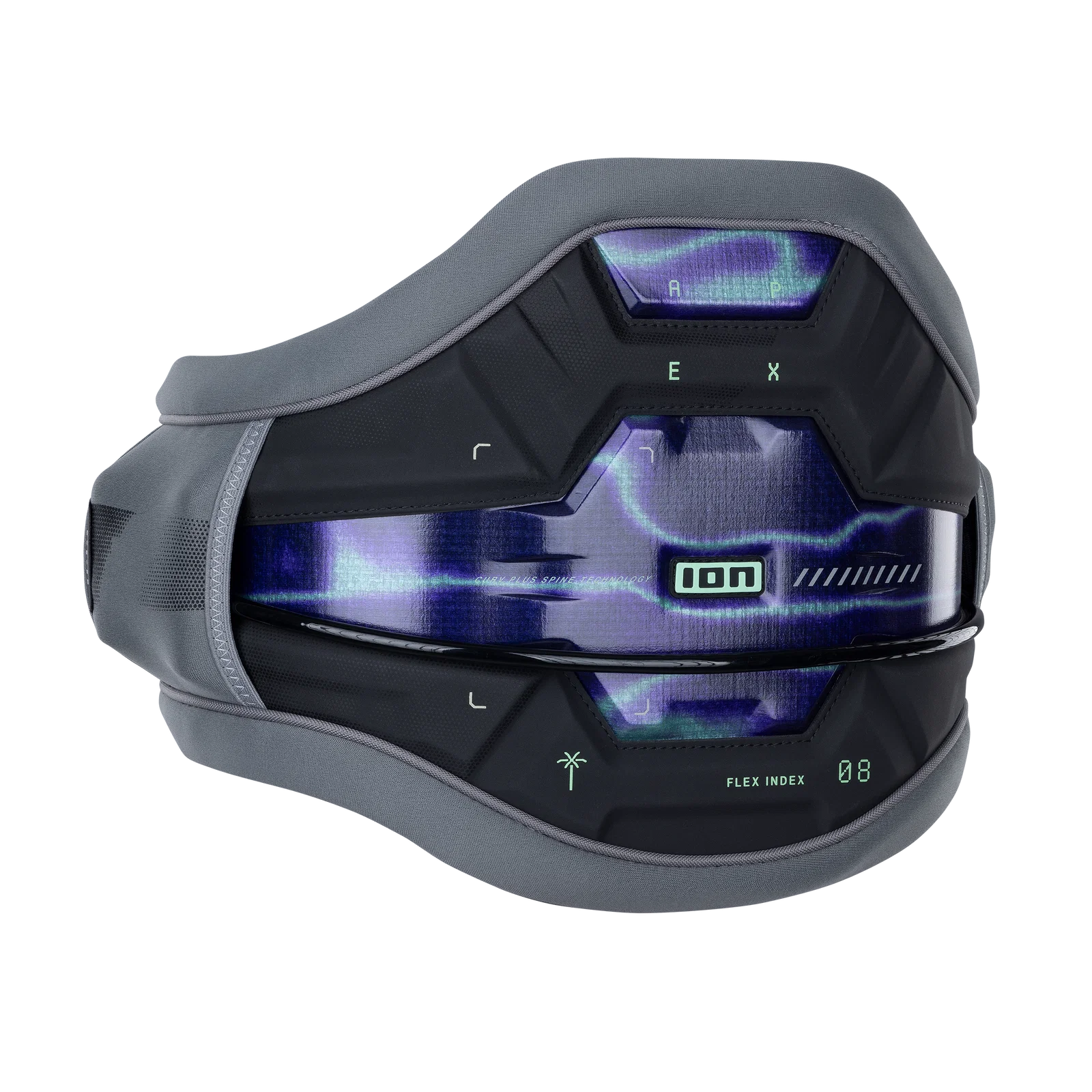 Arnés de kitesurf para hombre ION Apex 2025 color Sage Grey vista frontal