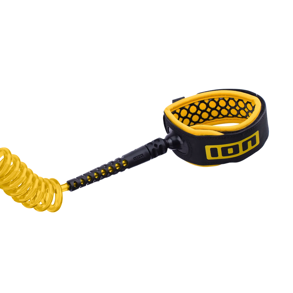Leash de rodilla en espiral para tabla de wing foil ION Wing Board Leash Core Coiled Knee en color mostaza