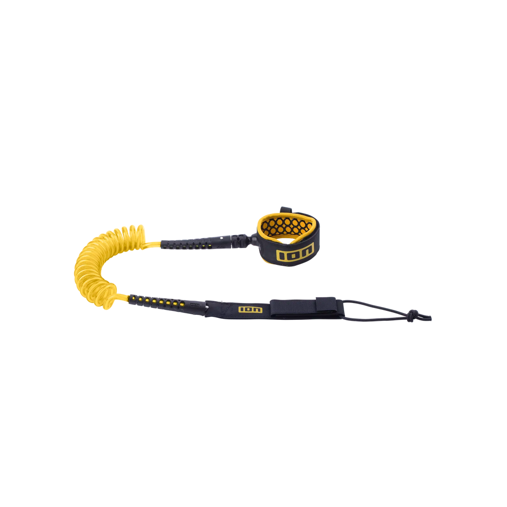 Leash de tobillo en espiral para tabla de wing foil ION Wing Board Leash Core Coiled Ankle en color mostaza