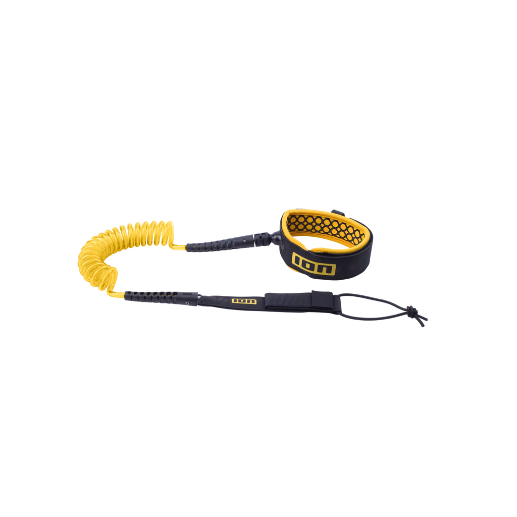 Leash de rodilla en espiral para tabla de wing foil ION Wing Board Leash Core Coiled Knee en color mostaza