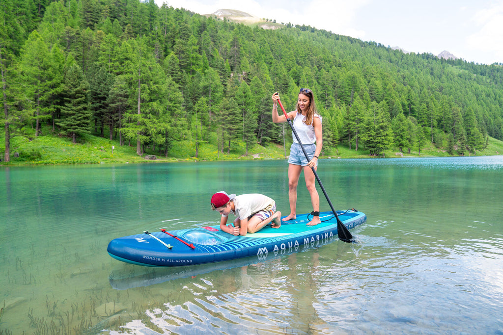 Tabla de paddle surf inflable familiar Aqua Marina Super Trip View 11'2" con ventana de visión submarina