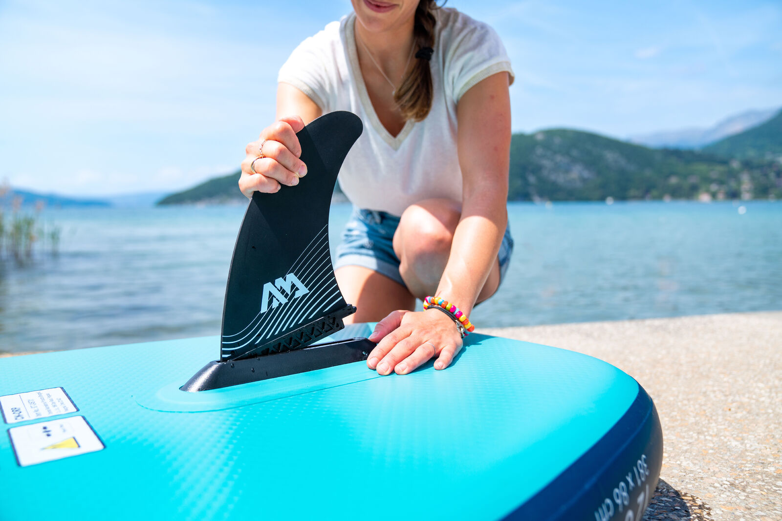 Tabla de paddle surf inflable tándem para dos personas Aqua Marina Super Trip 12'6" con mochila e inflador