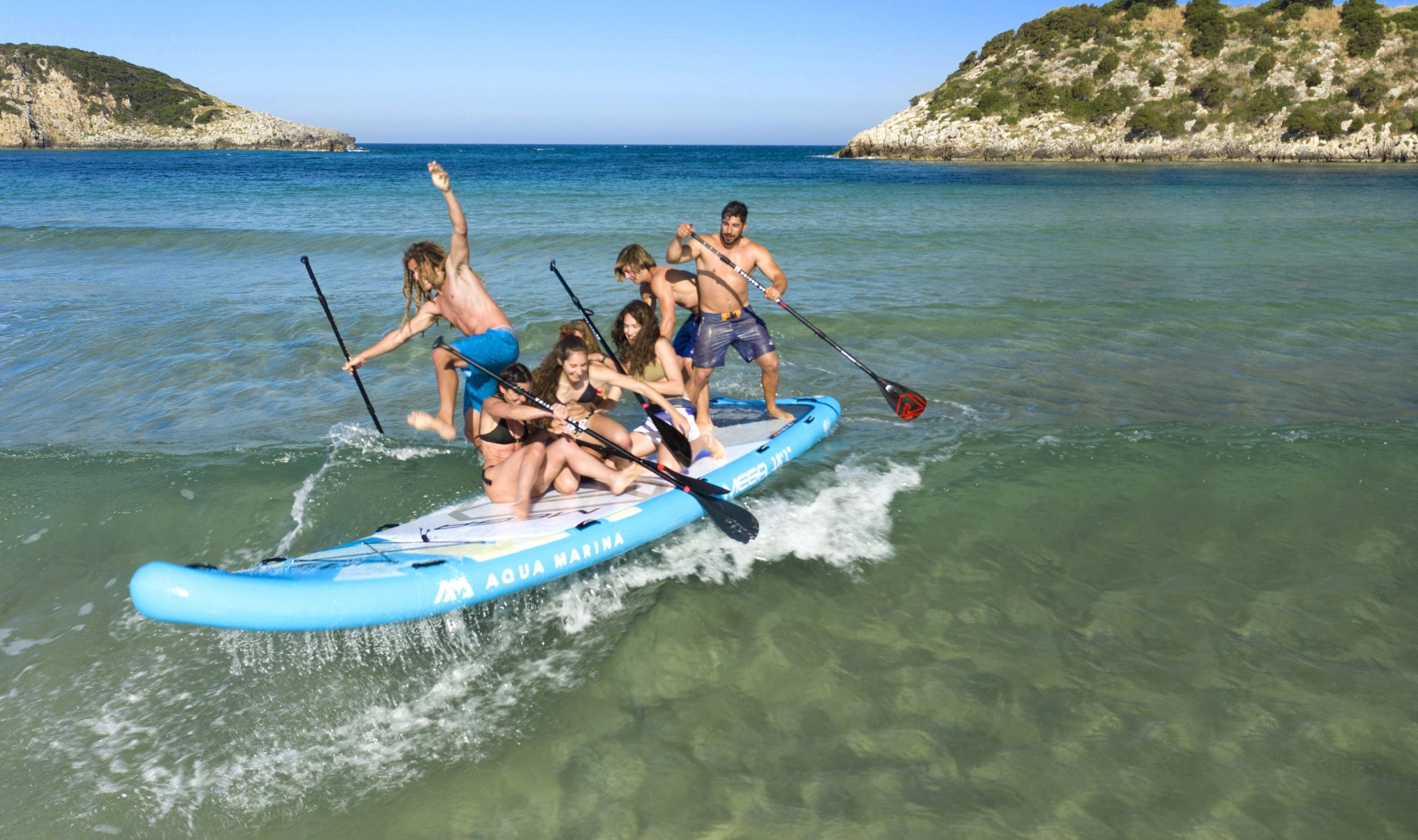 Tabla de paddle surf inflable gigante para grupos Aqua Marina Mega 18'1" con 2 infladores y bolsa XL
