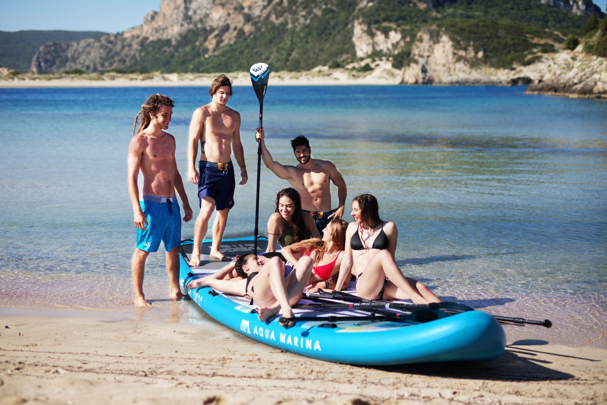 Tabla de paddle surf inflable gigante para grupos Aqua Marina Mega 18'1" con 2 infladores y bolsa XL