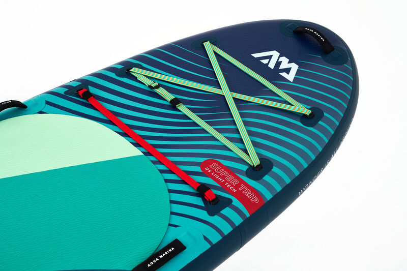 Tabla de paddle surf inflable tándem para dos personas Aqua Marina Super Trip 12'6" con mochila e inflador