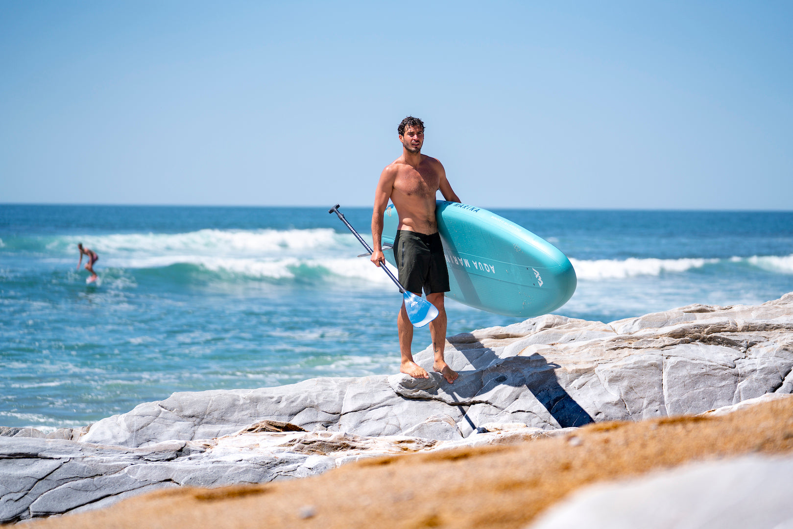 Pack completo de tabla de paddle surf inflable Aqua Marina Beast 10'6" Advanced con remo, bomba y mochila