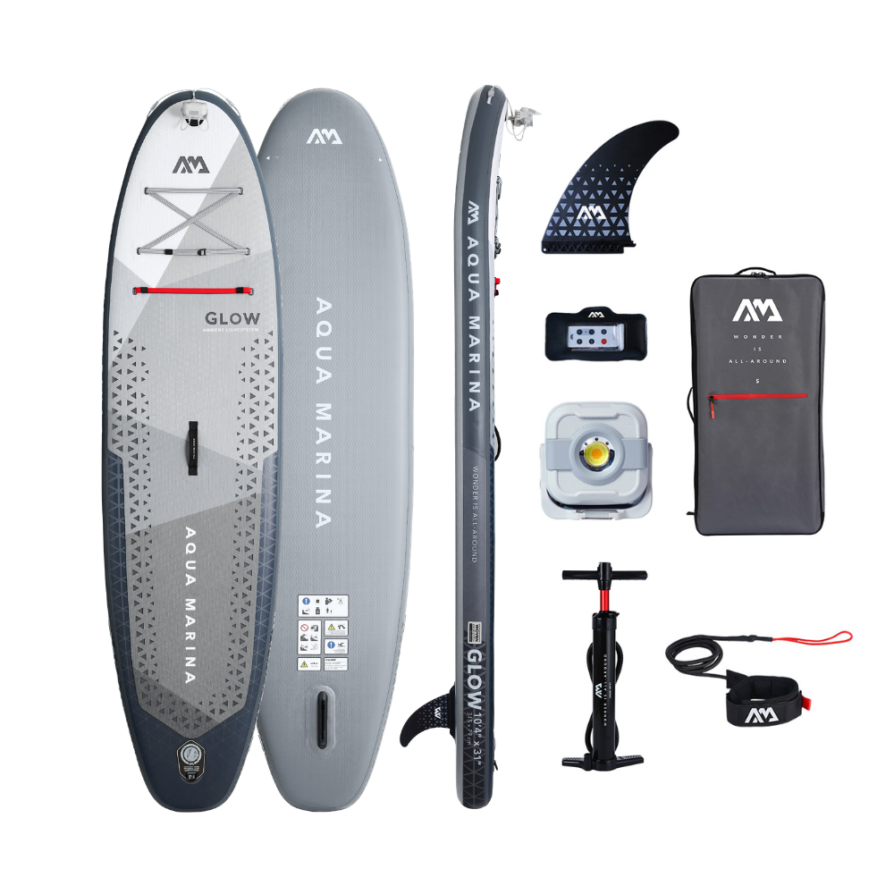 Tabla de paddle surf inflable con luces LED integradas Aqua Marina GLOW 10'4" con remo y batería