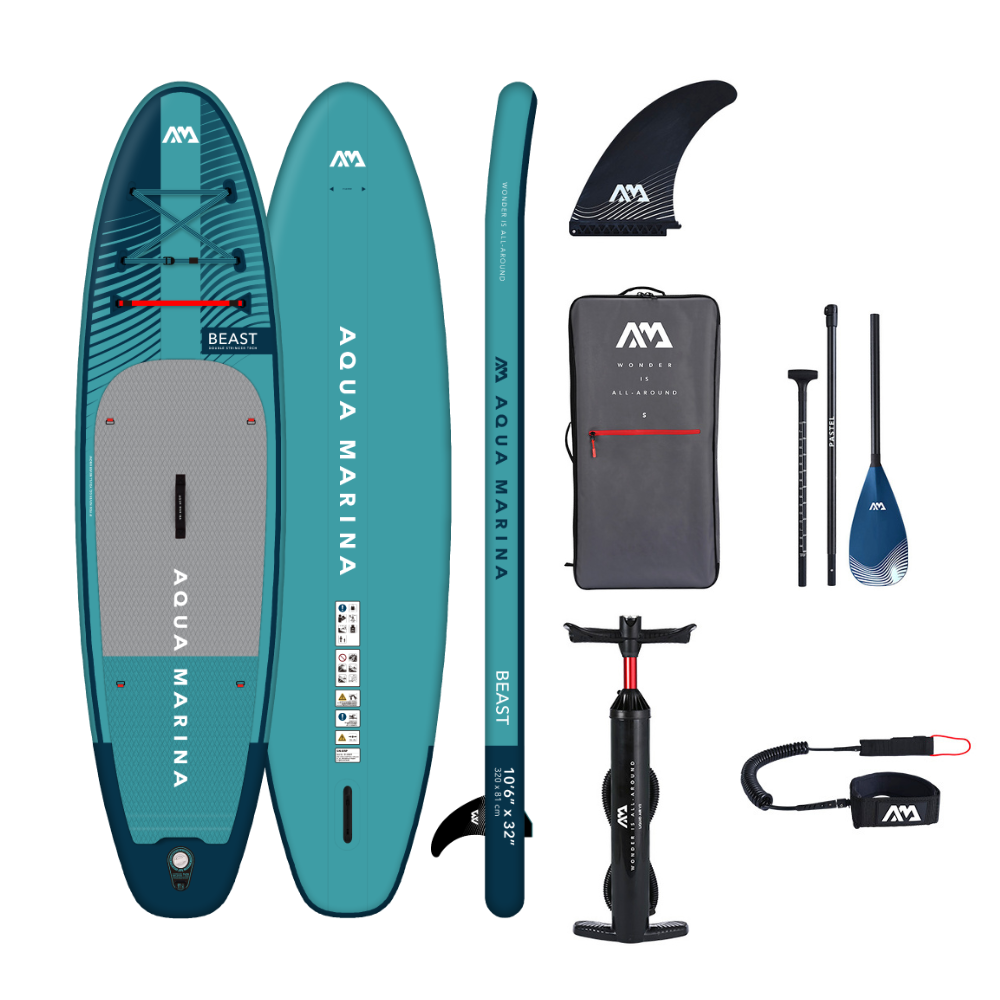 Pack completo de tabla de paddle surf inflable Aqua Marina Beast 10'6" Advanced con remo, bomba y mochila