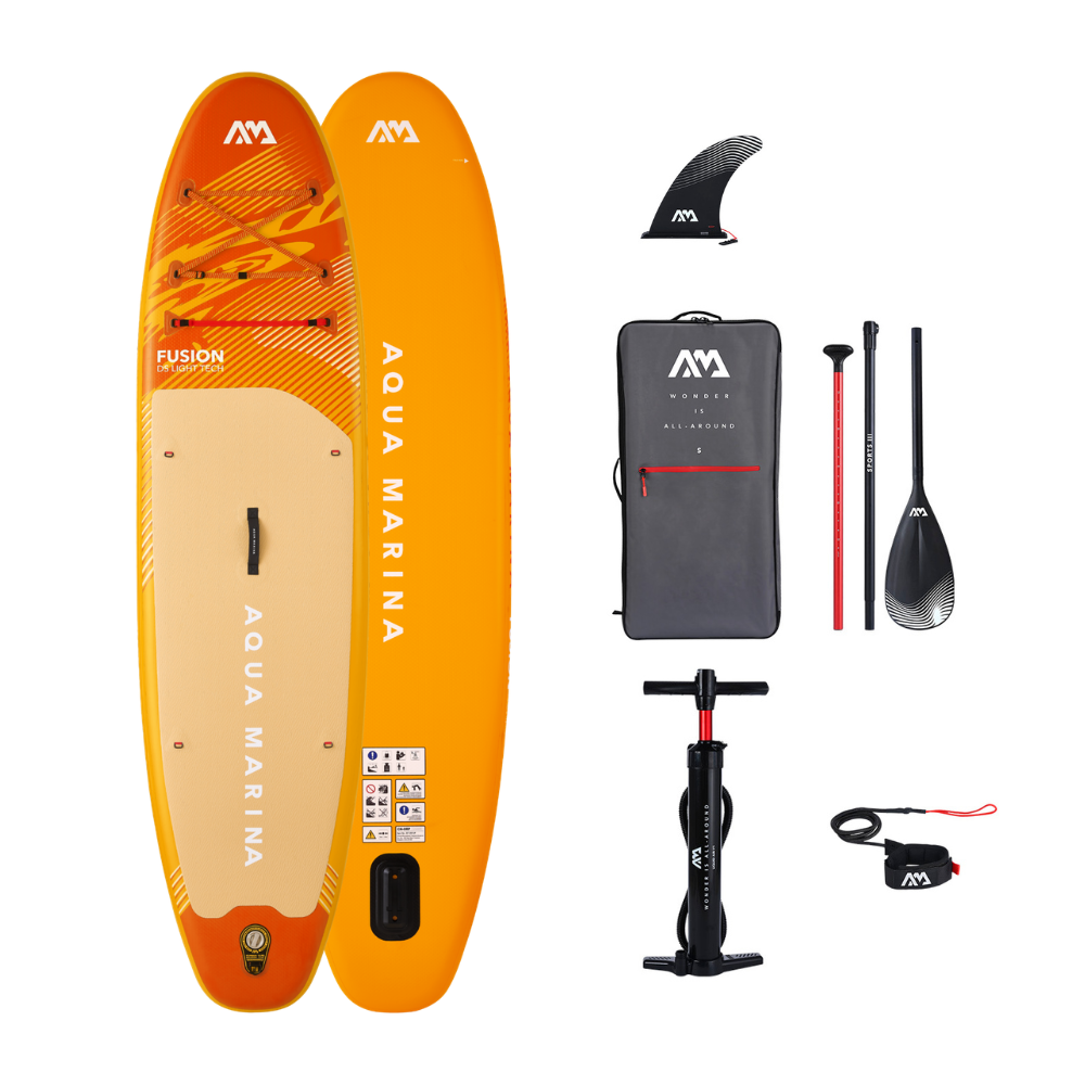 Pack completo de tabla de paddle surf inflable Aqua Marina Fusion 10'10" con remo, inflador y mochila
