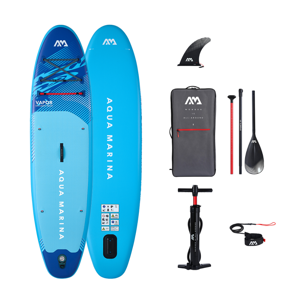 Pack completo de tabla de paddle surf inflable Aqua Marina Vapor 10'4" con remo, inflador y mochila