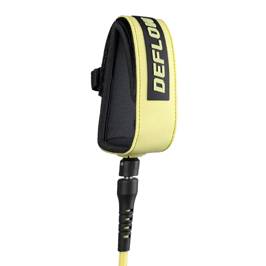 Invento de surf Deflow Core Acid Lemon Leash en color amarillo ácido flúor