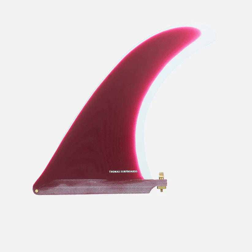 Quilla central de surf Deflow Thomas Bexon Single Fin en color burdeos Burgundy de fibra de vidrio