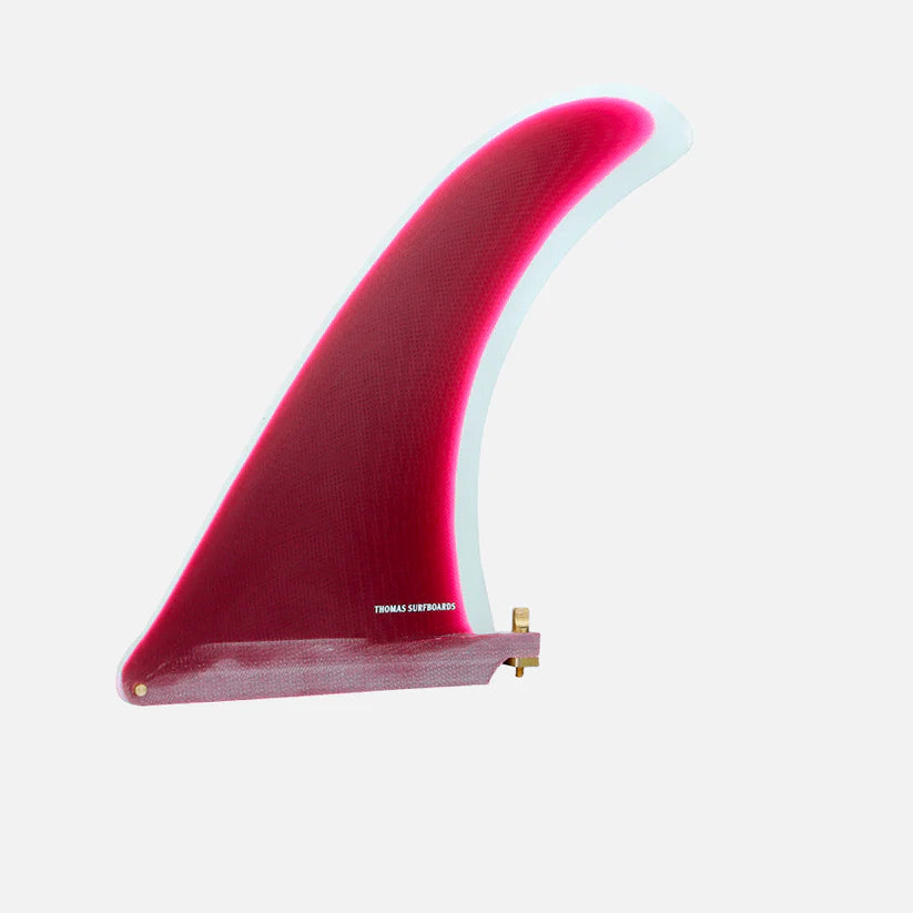 Quilla central de surf Deflow Thomas Bexon Single Fin en color burdeos Burgundy de fibra de vidrio