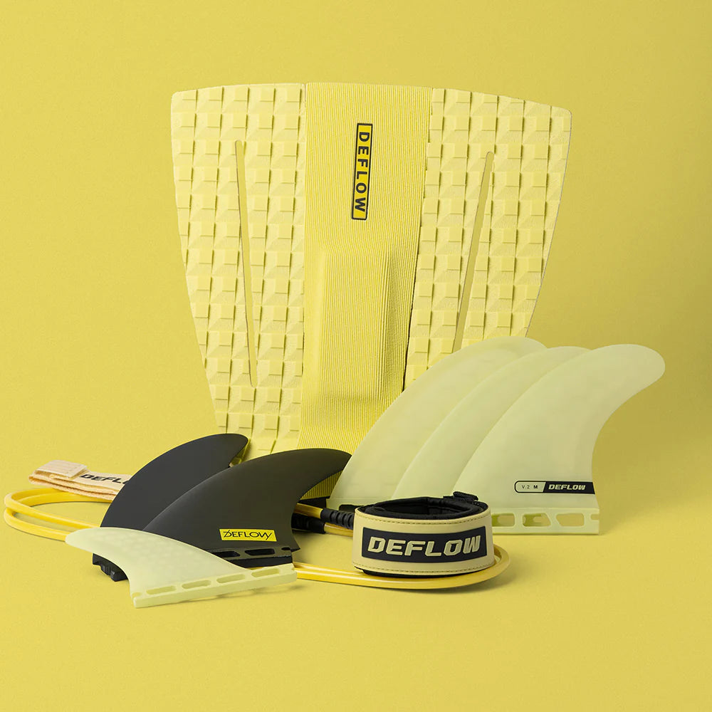 Grip de surf de tres piezas Deflow 3 Piece Pop Acid Lemon Traction Pad en color amarillo ácido