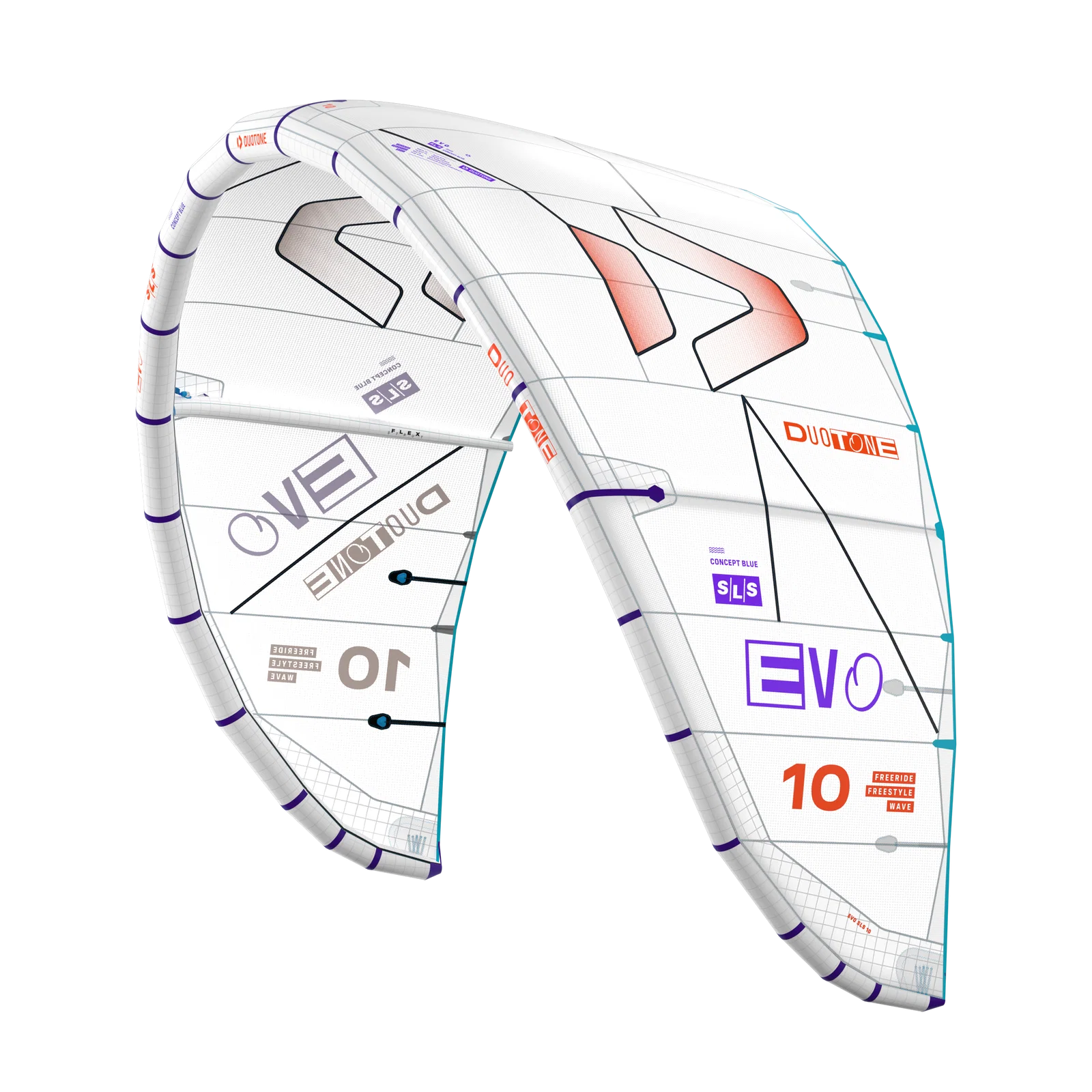 Cometa de kitesurf Duotone Evo SLS 2026 edición Concept Blue sin tinte Undyed