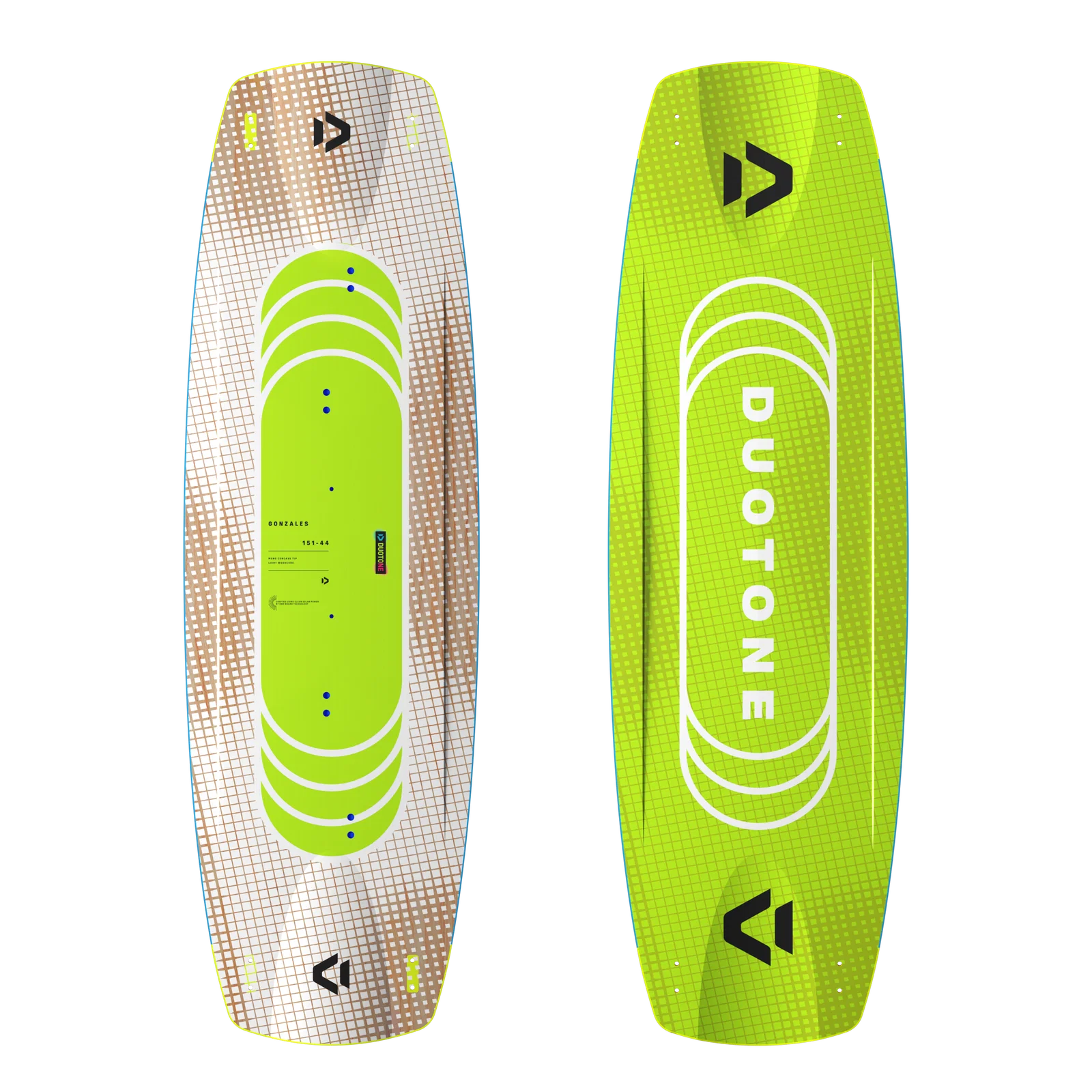 Tabla de kitesurf twintip Duotone Gonzales 2026 vista superior del deck