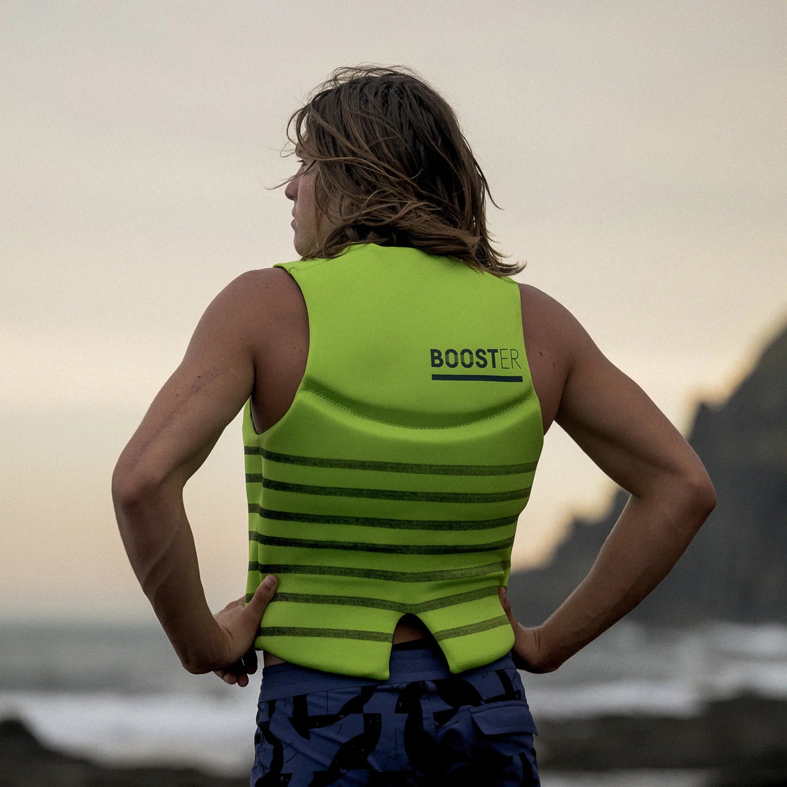 Chaleco salvavidas homologado 50N ION Booster Vest Front Zip en color verde lima