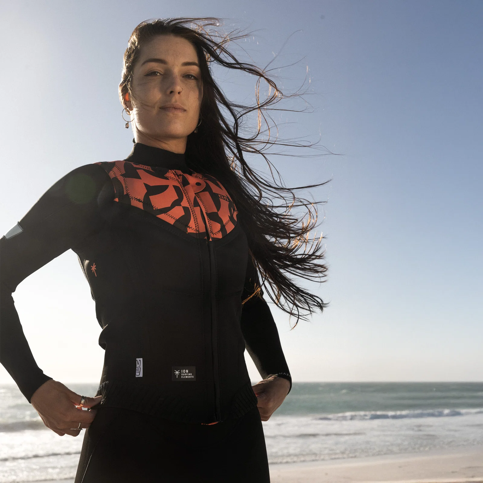 Chaleco de impacto para mujer ION Ivy Vest Front Zip en color coral Tiger Coral