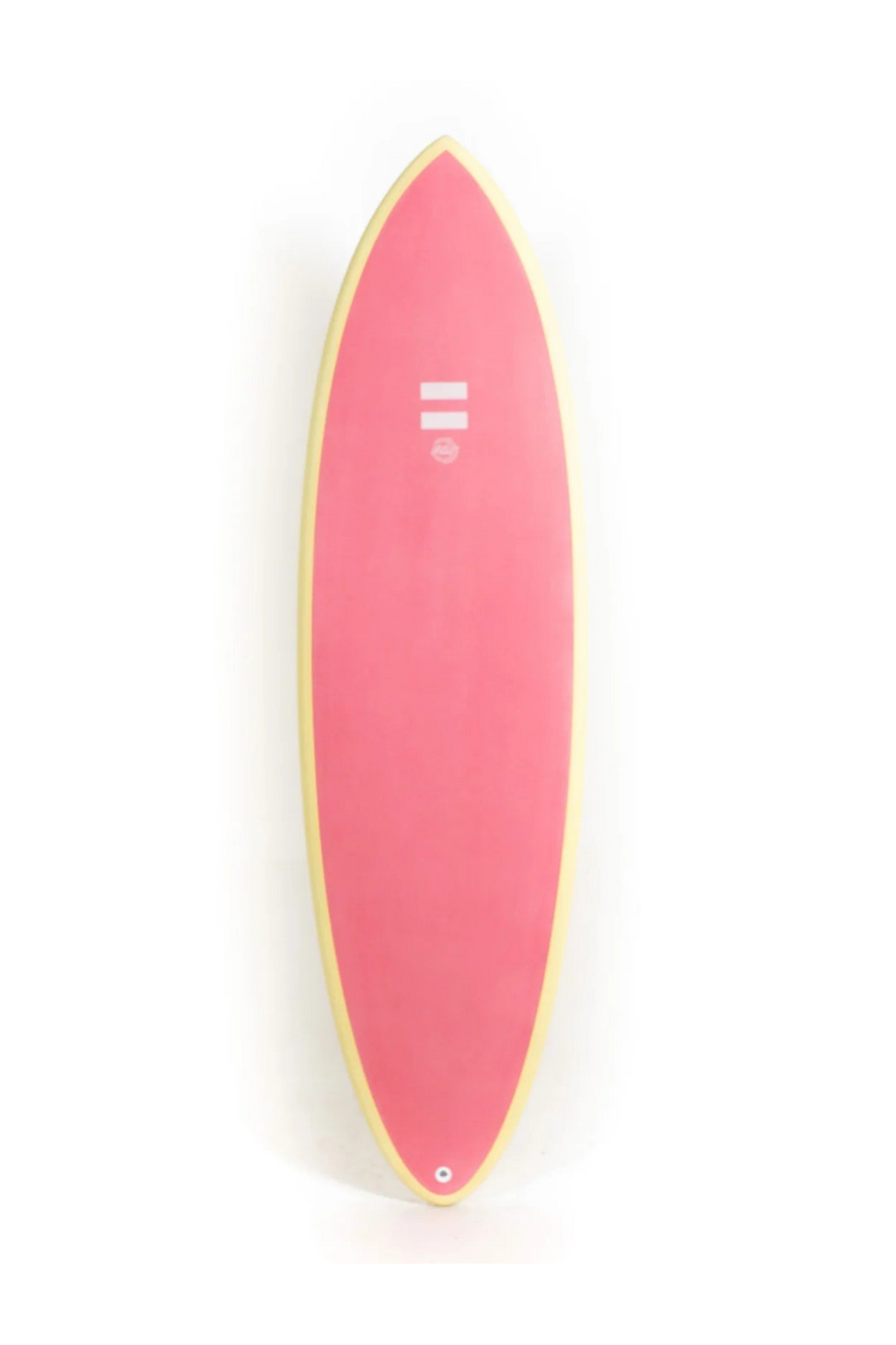Tabla de surf Indio Surfboards Racer 5'8 en colores crema y rosa flamingo