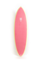 Tabla de surf Indio Surfboards Racer 5'8 en colores crema y rosa flamingo