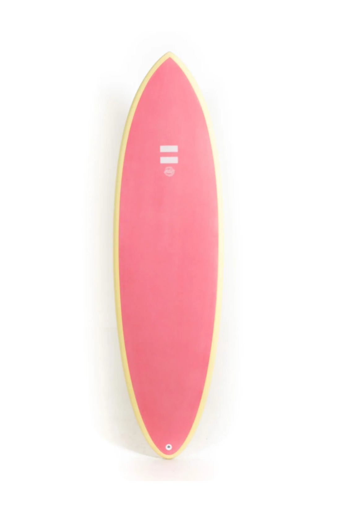 Tabla de surf Indio Surfboards Racer 5'8 en colores crema y rosa flamingo
