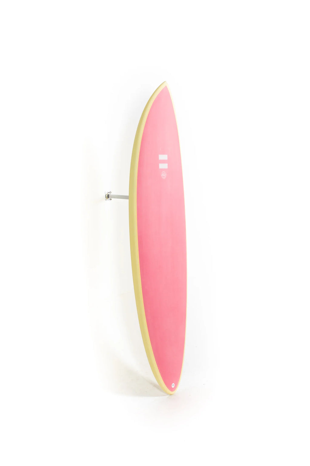 Tabla de surf Indio Surfboards Racer 5'8 en colores crema y rosa flamingo