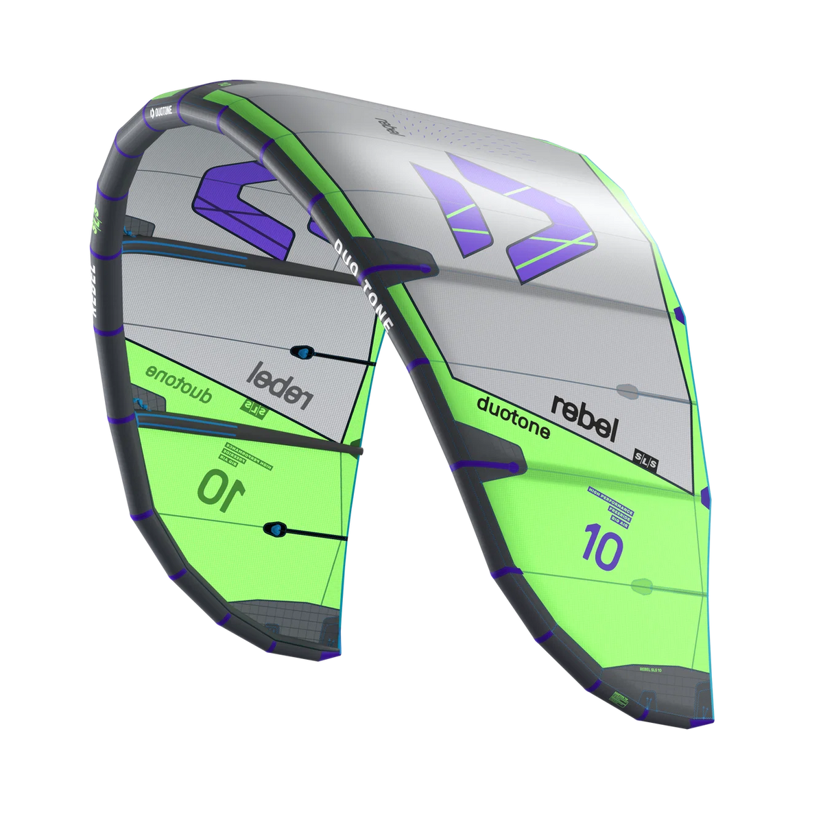 Cometa de kitesurf Duotone Rebel SLS 2027 en color Gray Light Lime 