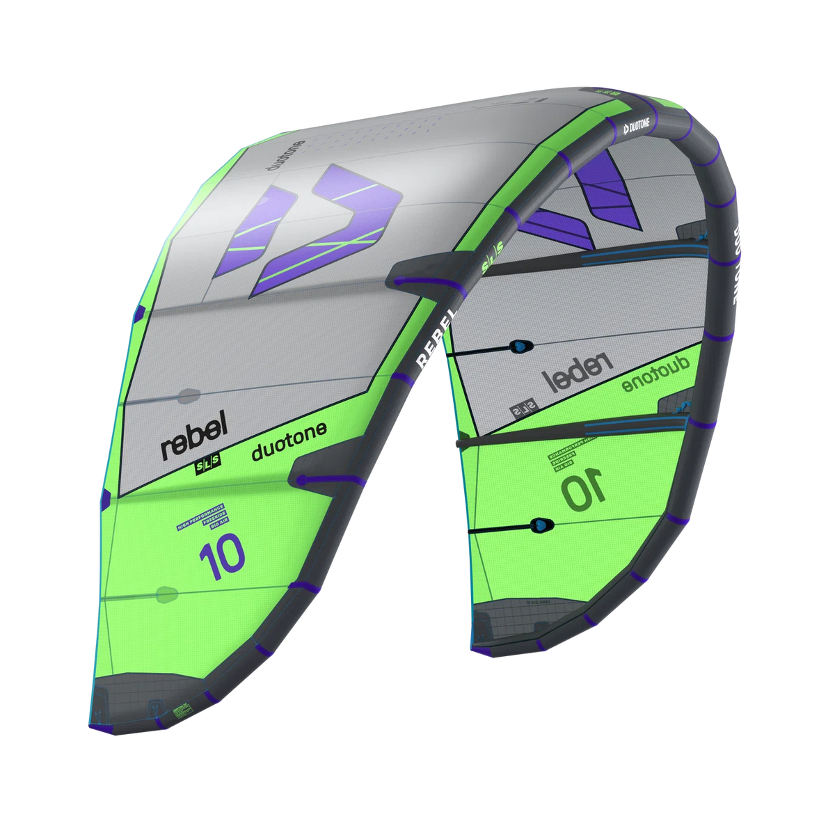 Cometa de kitesurf Duotone Rebel SLS 2027 en color Gray Light Lime 
