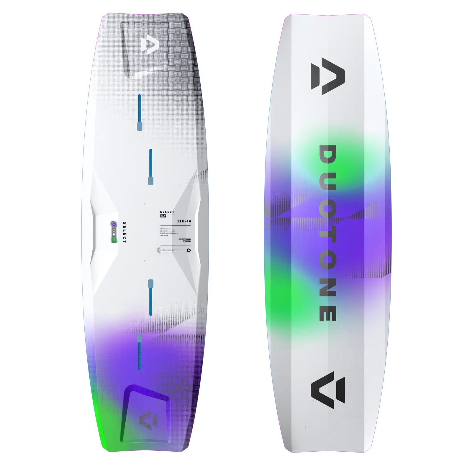 Tabla de kitesurf twintip Duotone Select SLS 2026 vista superior del deck