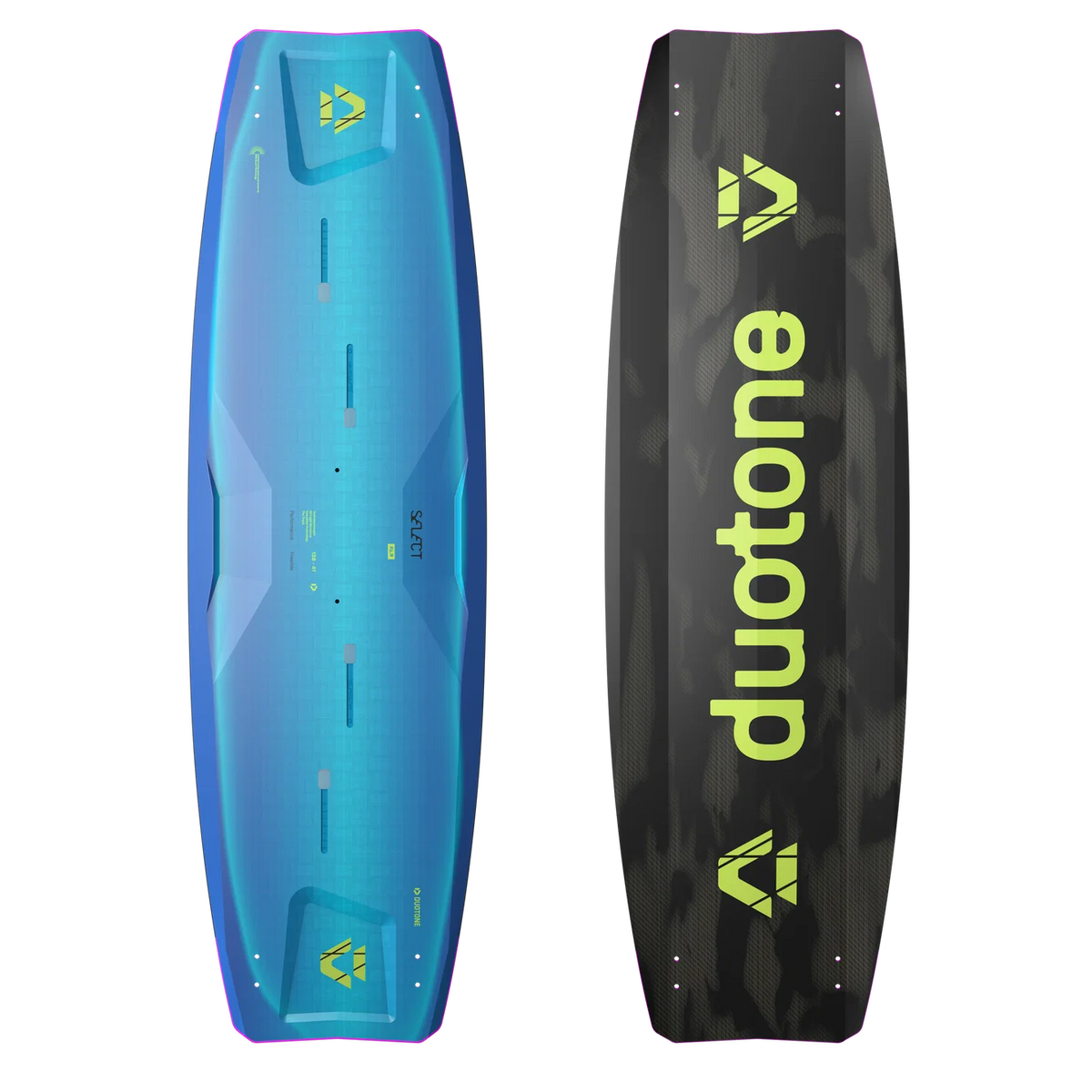 Tabla de kitesurf twintip Duotone Select SLS 2027 con construcción de carbono Textreme Innegra