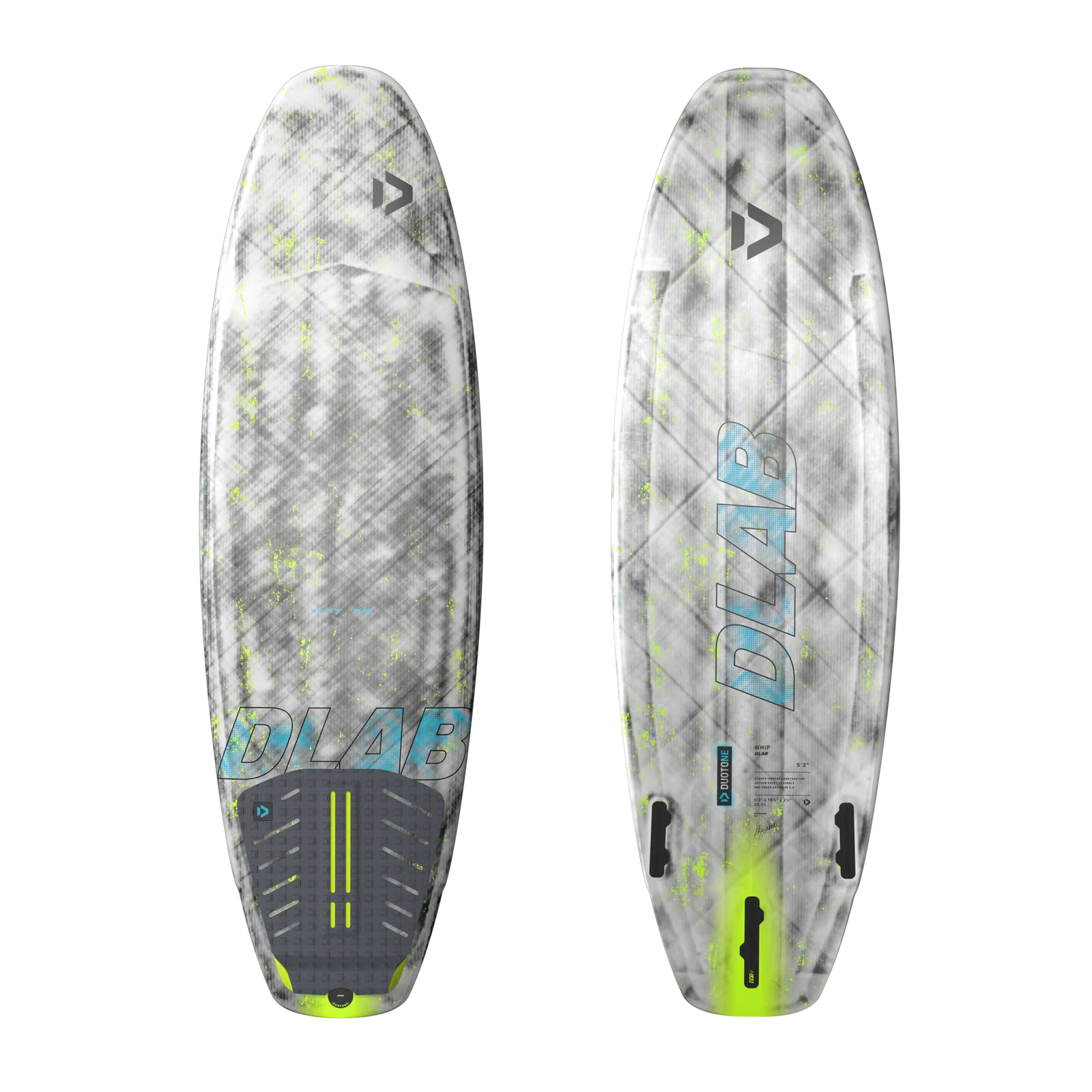 Tabla de surfkite direccional Duotone Whip D/LAB 2026 vista superior del deck
