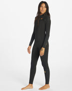 Traje de neopreno de surf para mujer Billabong Synergy 4/3mm negro con cremallera en el pecho