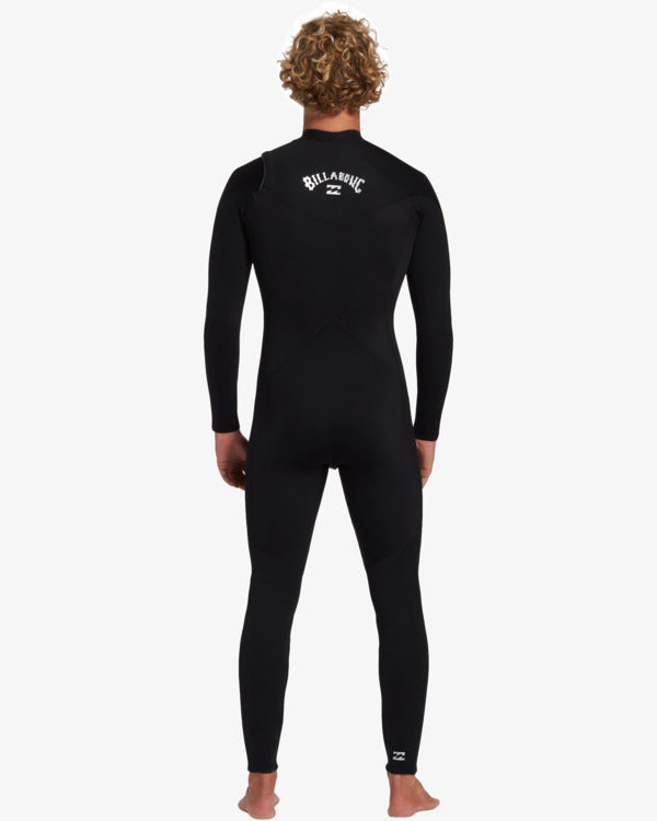 Traje de neopreno de surf para hombre Billabong Foil 4/3mm negro con cremallera en el pecho