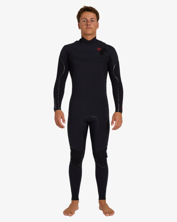 Traje de neopreno de surf para hombre Billabong Absolute Ultra 4/3mm negro con cremallera en el pecho