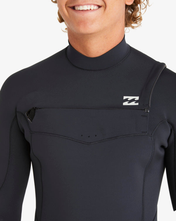 Traje de neopreno de surf para hombre Billabong Absolute Natural 2/2mm negro con cremallera en el pecho