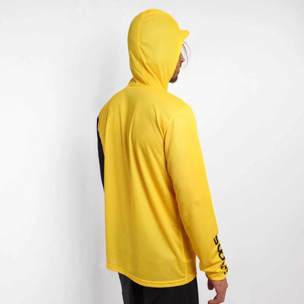 Camiseta de protección solar de manga larga con capucha para hombre Soöruz Mantas color amarillo flúor