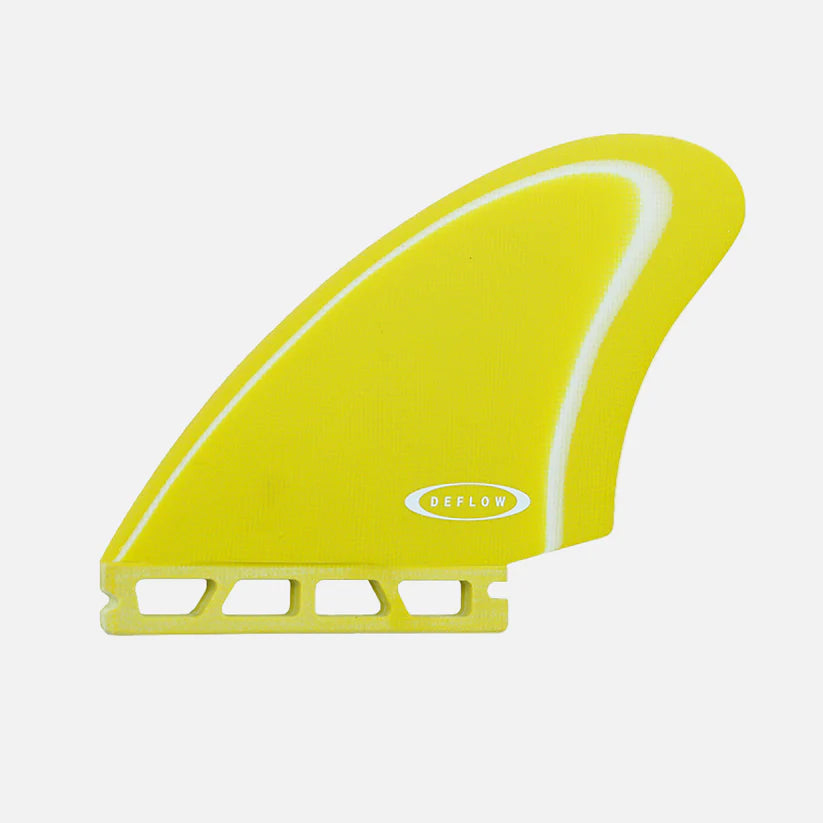 Set de 2 quillas de surf Deflow Thomas Bexon Twin Fins en color amarillo de fibra de vidrio