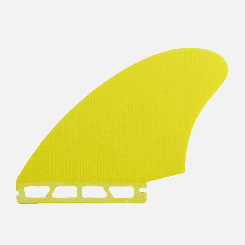 Set de 2 quillas de surf Deflow Thomas Bexon Twin Fins en color amarillo de fibra de vidrio